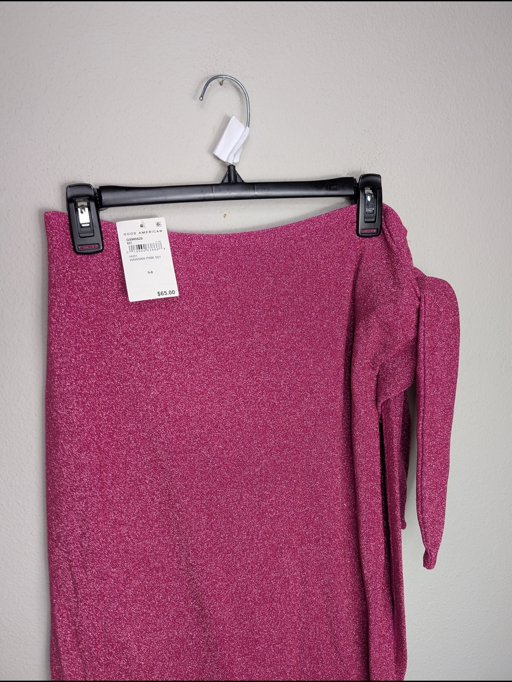 Good American Glitter Tie Sarong Cover-Up Beach Womens Medium Fuchsia Sparkle 2 - Picture 7 of 10